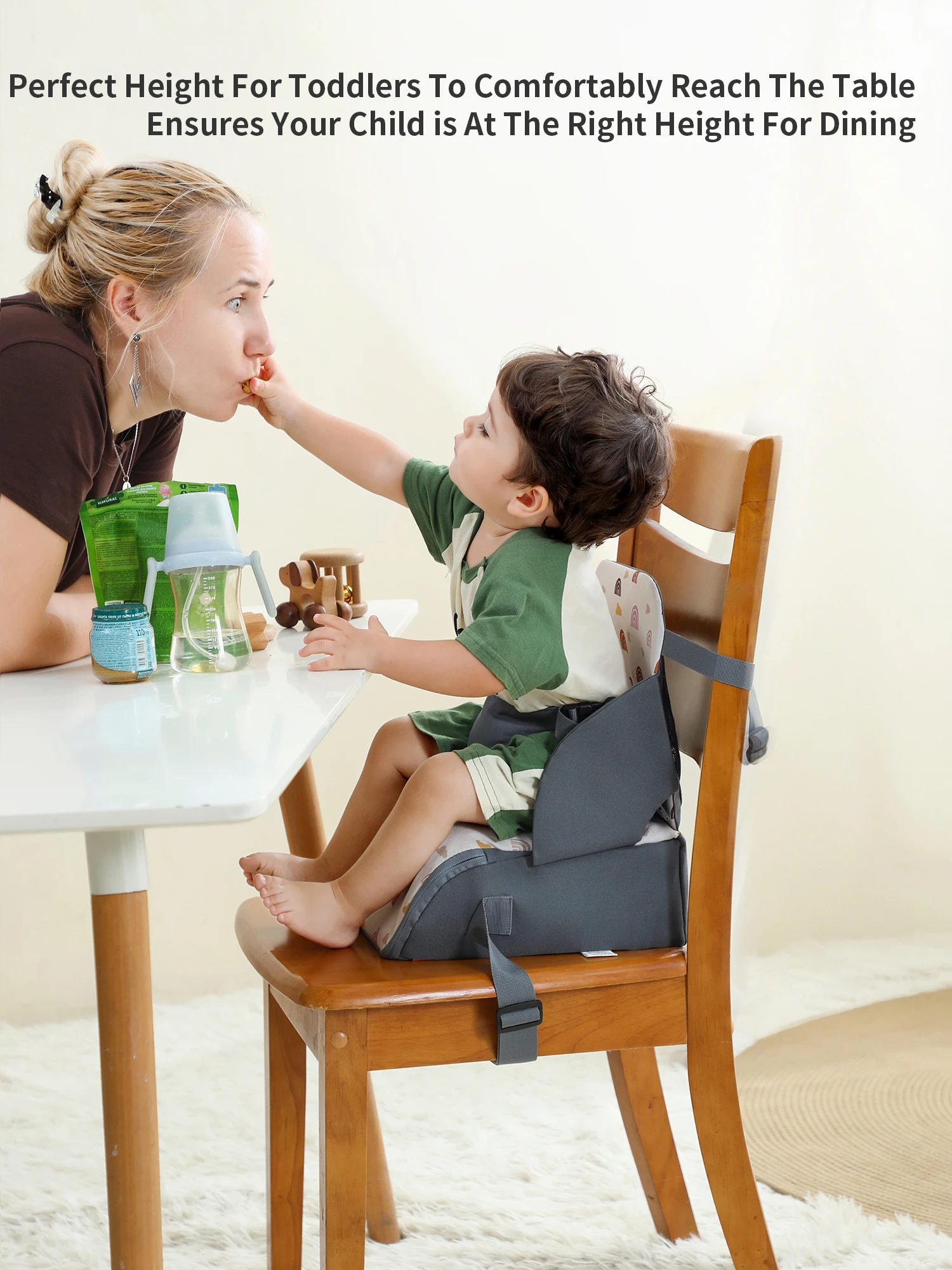 Fashion 2-IN-1 Seat Suit Multi-functional Anti-slip Booster Seat +Diaper Bag Portable Dining Chair Seat Cushion Convenient 1-3Y