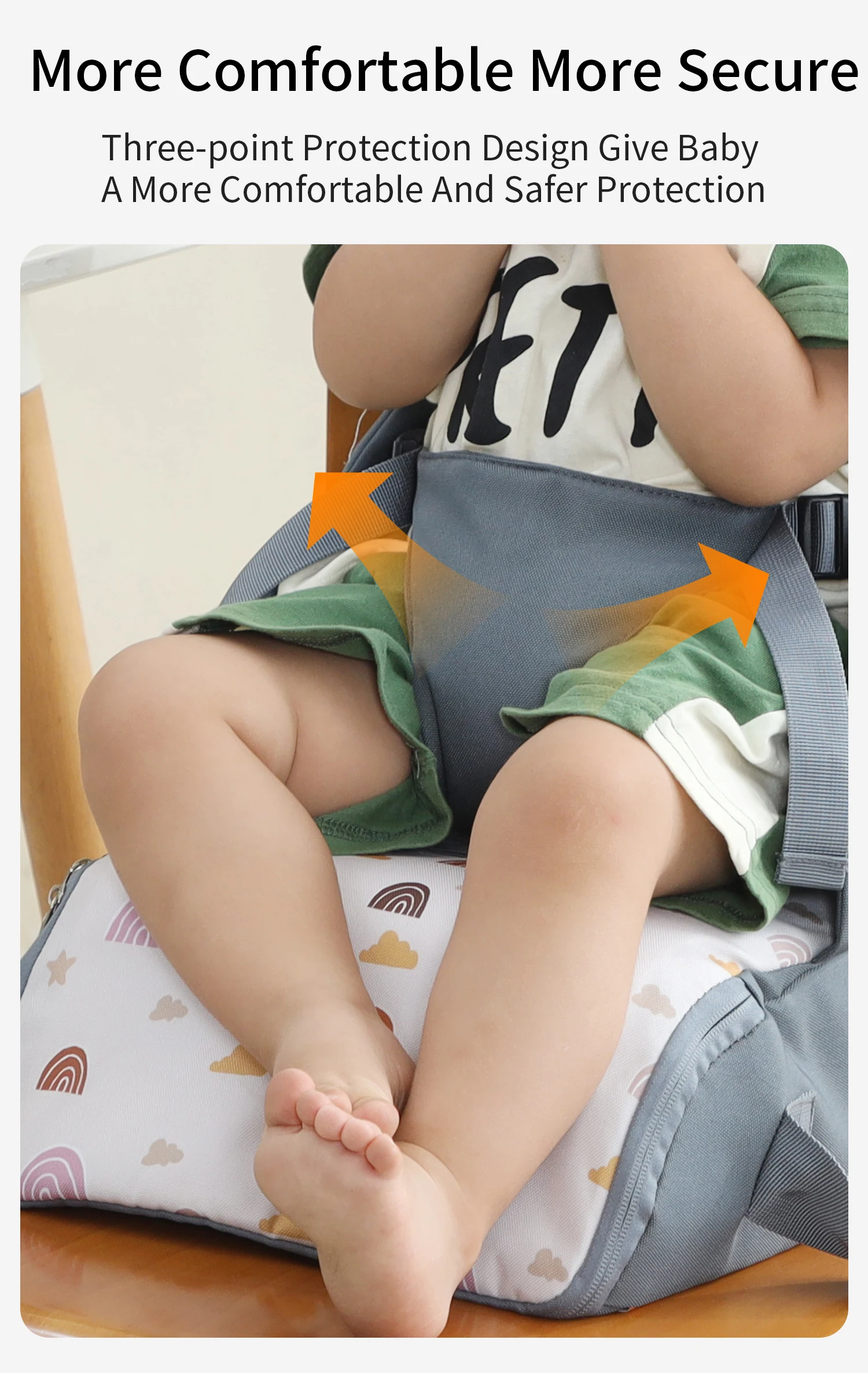 Fashion 2-IN-1 Seat Suit Multi-functional Anti-slip Booster Seat +Diaper Bag Portable Dining Chair Seat Cushion Convenient 1-3Y