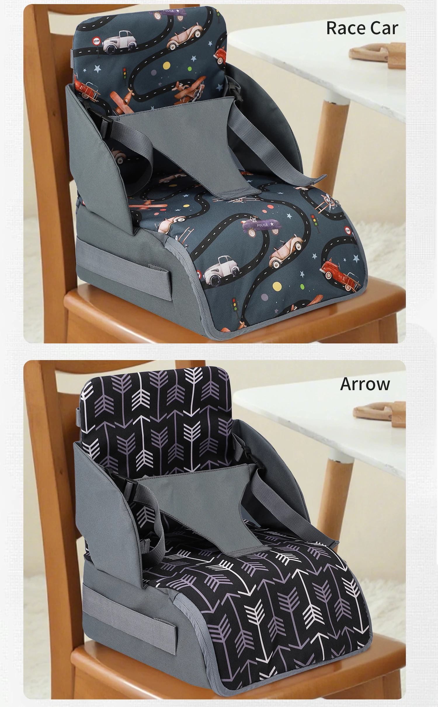 Fashion 2-IN-1 Seat Suit Multi-functional Anti-slip Booster Seat +Diaper Bag Portable Dining Chair Seat Cushion Convenient 1-3Y