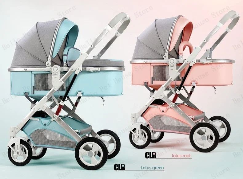 3-in-1 Twin Baby Stroller with Car Seat,portable Foldable Baby Stroller High View Newborn Baby Stroller Can Sit and Lie
