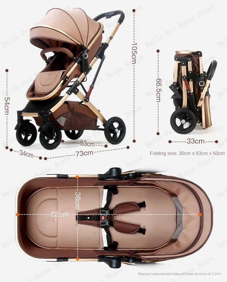 3-in-1 Twin Baby Stroller with Car Seat,portable Foldable Baby Stroller High View Newborn Baby Stroller Can Sit and Lie