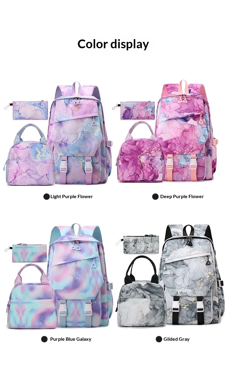 Demon Slayer Shinobu Kocho Anime Print Student Backpack Lunch Bag Pencil Case Set for Girls Cute School Supplies