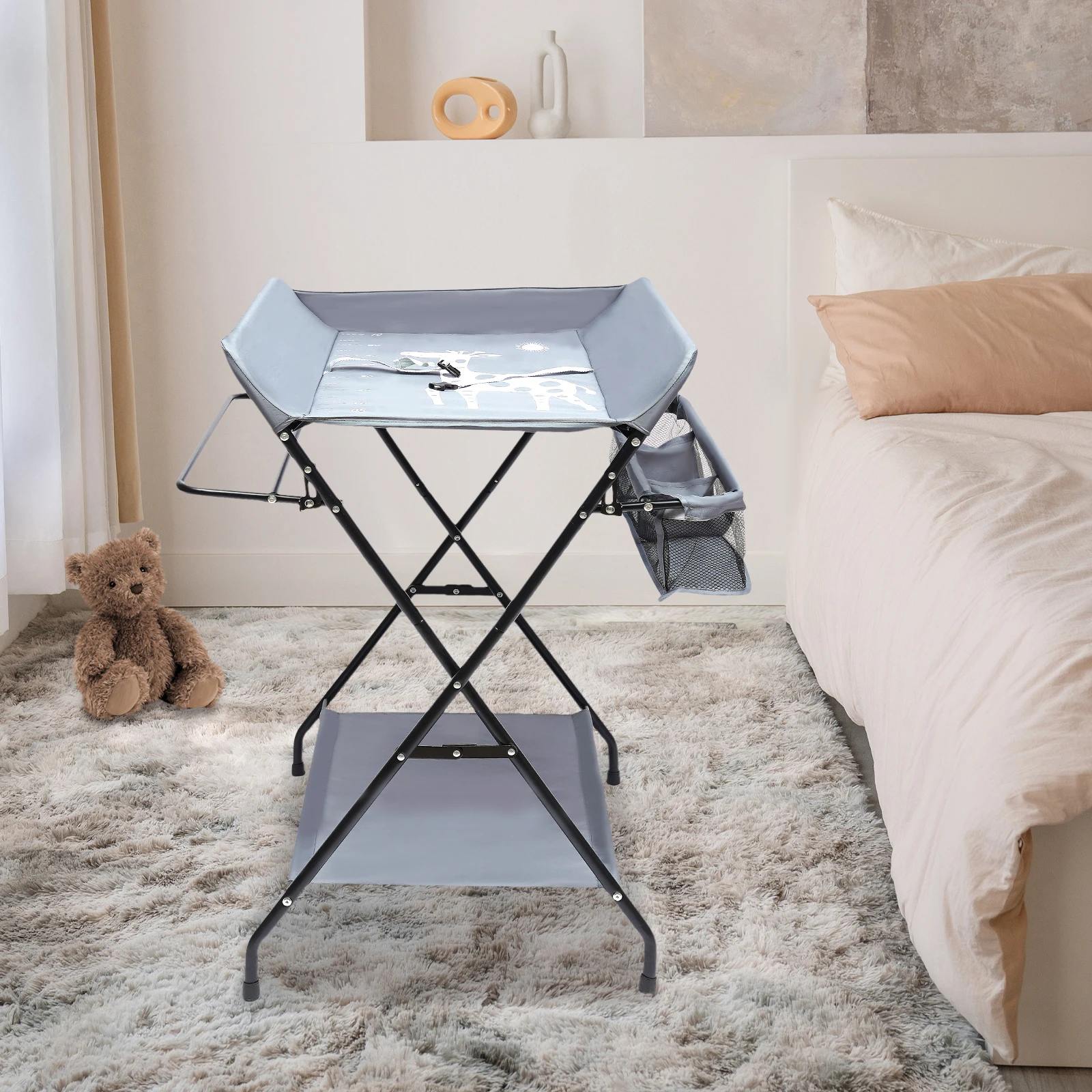 Baby Changing Table,3in1 Changing Mat Nursery Changing Station Foldable Nursery Changing Table Bath Mat w/Unit Storage Bags
