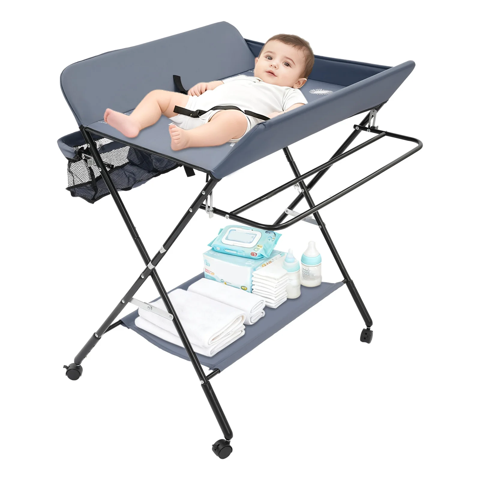 Baby Changing Table,3in1 Changing Mat Nursery Changing Station Foldable Nursery Changing Table Bath Mat w/Unit Storage Bags