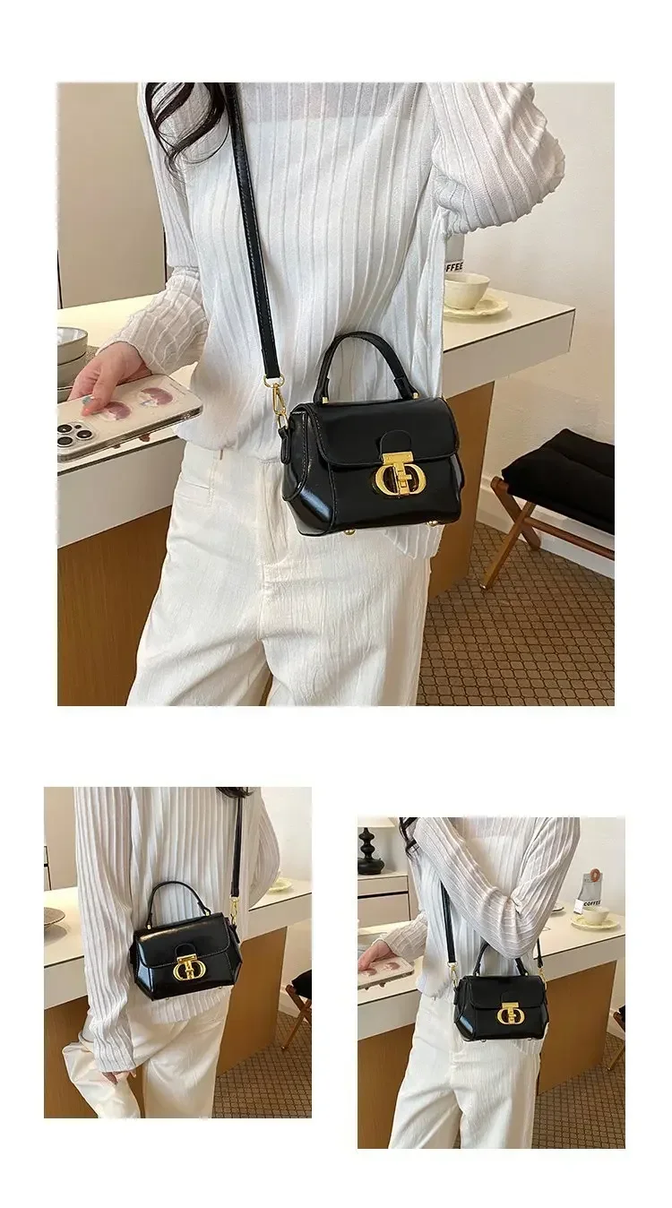 Trendy Design Letter Logo Diaper Bag Luxury Tote Messenger Purse For Women Solid Color Commuter Bag Elegant Leather Classic