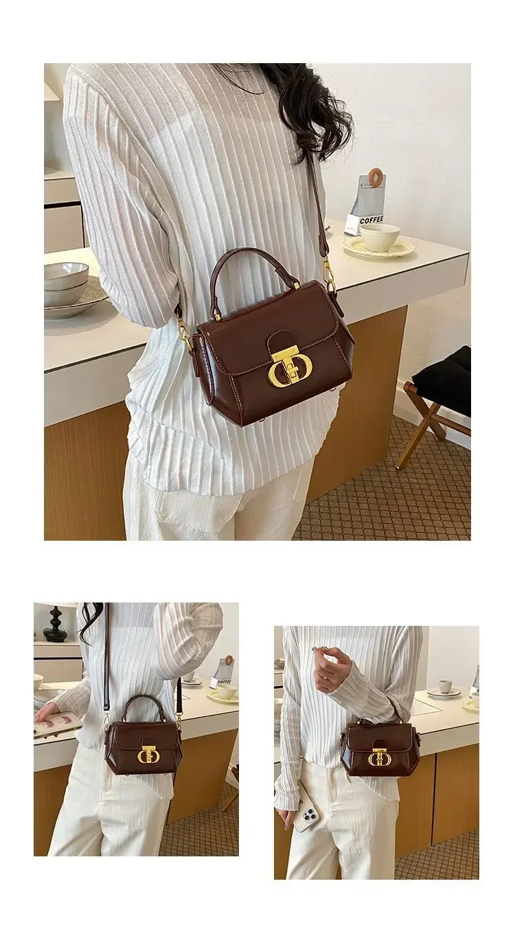 Trendy Design Letter Logo Diaper Bag Luxury Tote Messenger Purse For Women Solid Color Commuter Bag Elegant Leather Classic