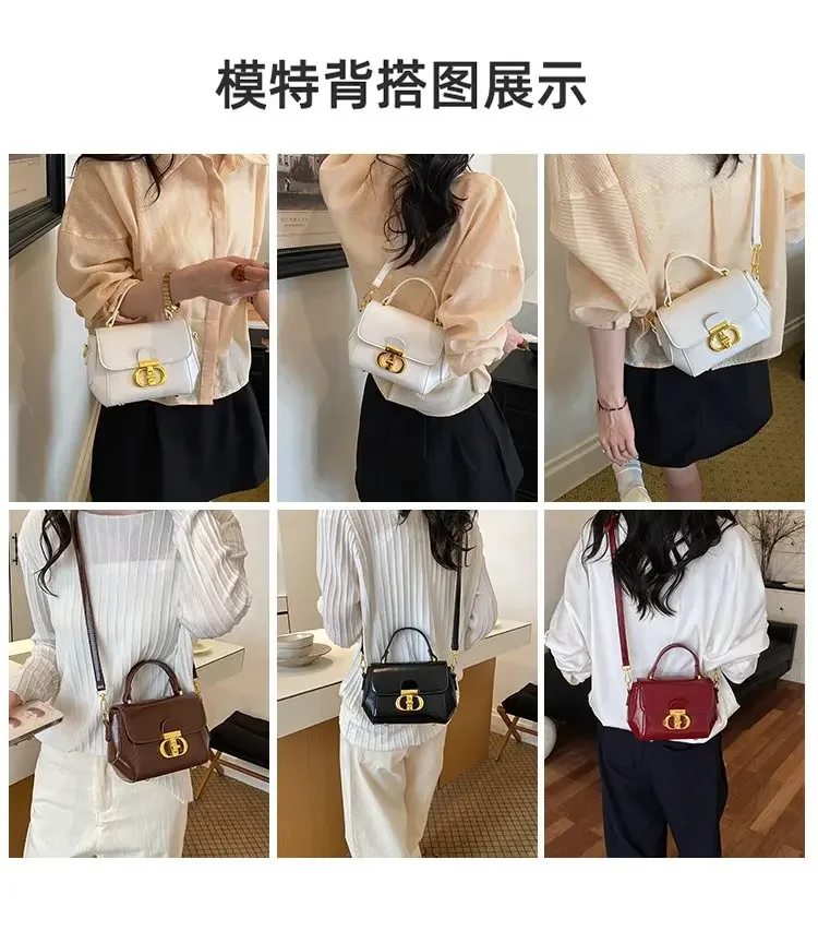 Trendy Design Letter Logo Diaper Bag Luxury Tote Messenger Purse For Women Solid Color Commuter Bag Elegant Leather Classic