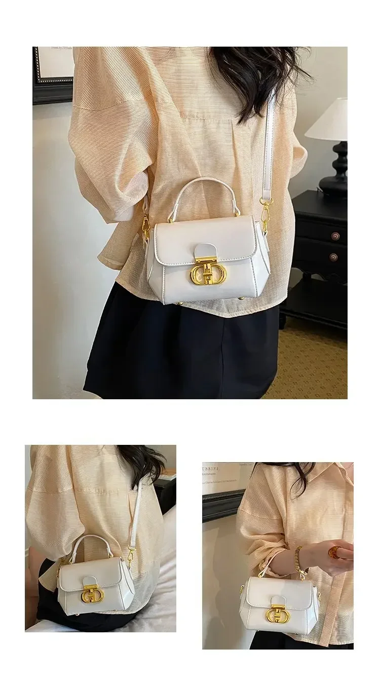 Trendy Design Letter Logo Diaper Bag Luxury Tote Messenger Purse For Women Solid Color Commuter Bag Elegant Leather Classic