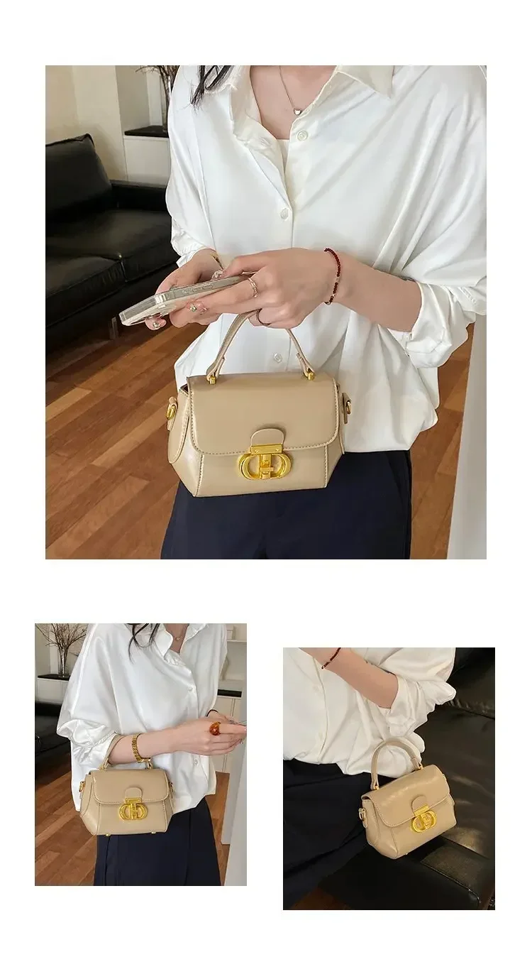 Trendy Design Letter Logo Diaper Bag Luxury Tote Messenger Purse For Women Solid Color Commuter Bag Elegant Leather Classic