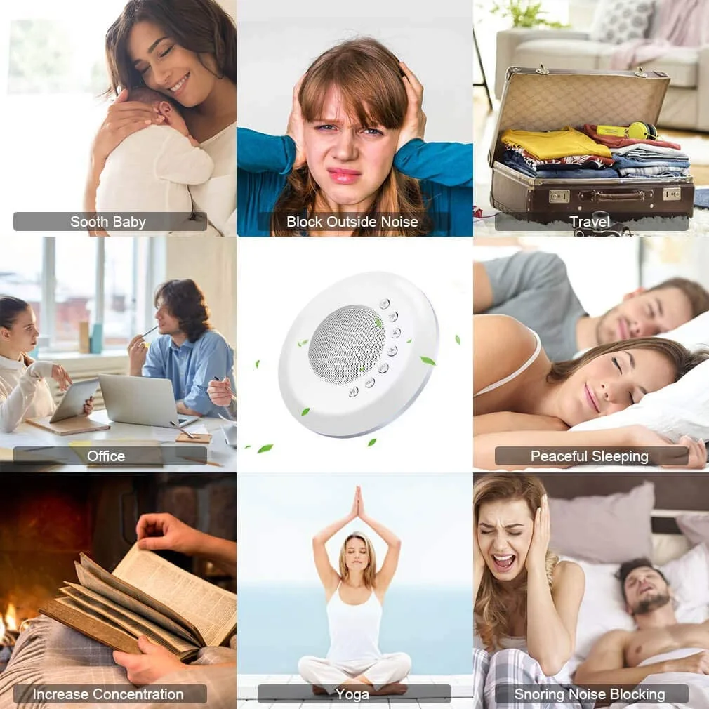 Baby White Noise Sound Machine Built-in 28 Soothing Sounds 4 Timer & Memory Function USB Rechargeable Portable Sleep Aid Device