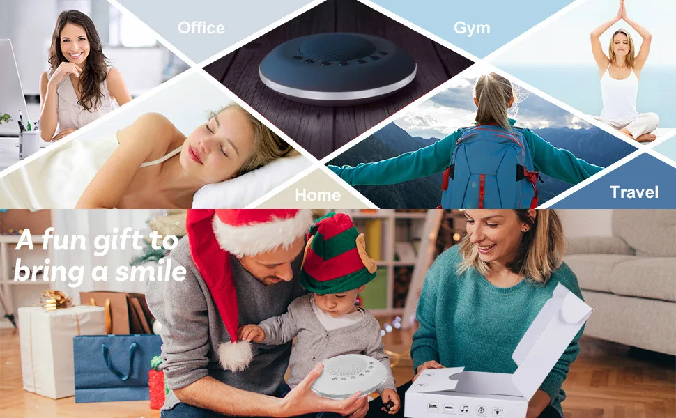 Baby White Noise Sound Machine Built-in 28 Soothing Sounds 4 Timer & Memory Function USB Rechargeable Portable Sleep Aid Device