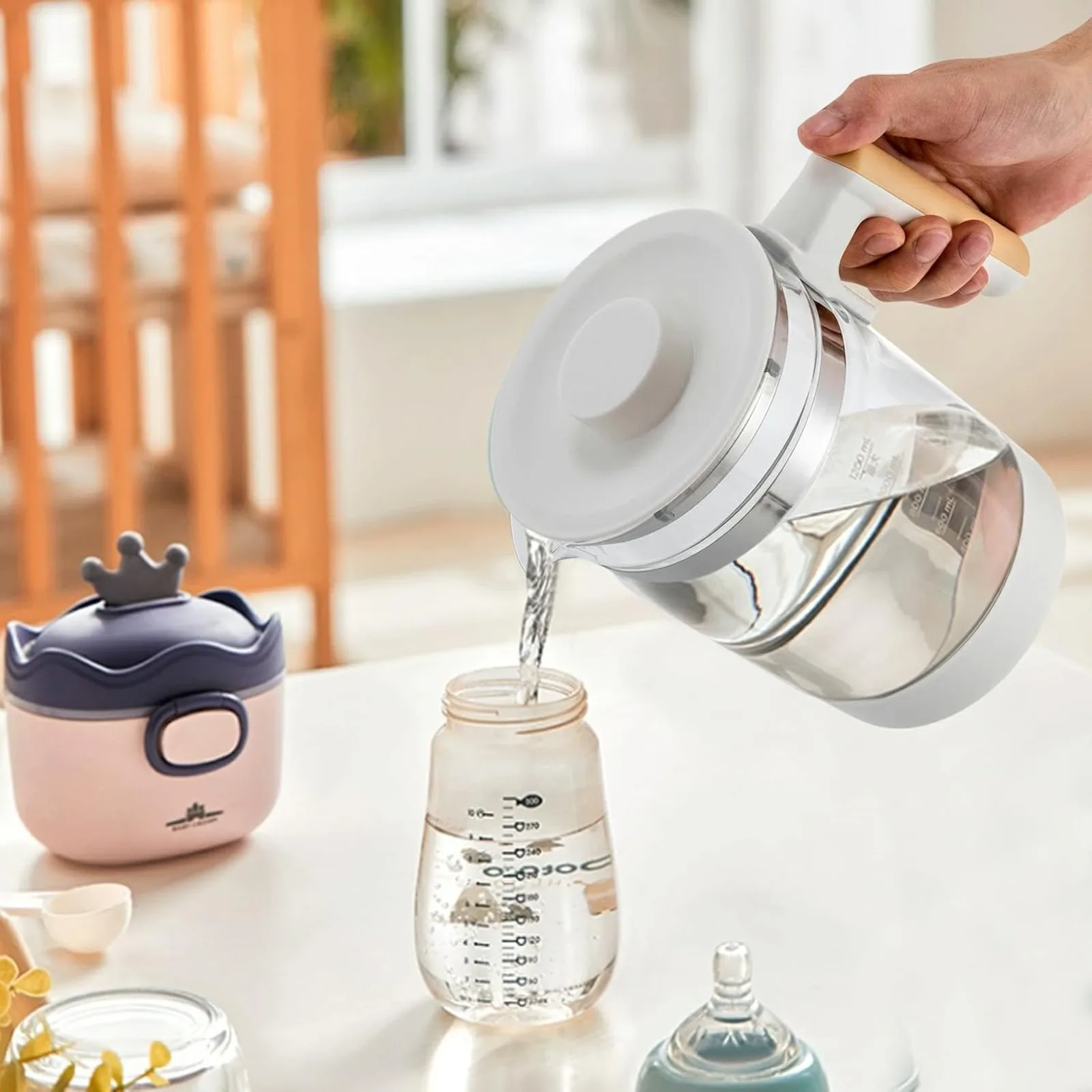 Baby Bottle Warmer with LED Night Light & Temp Control, 220V 600W 72h Thermostatic for Breastmilk Baby Food