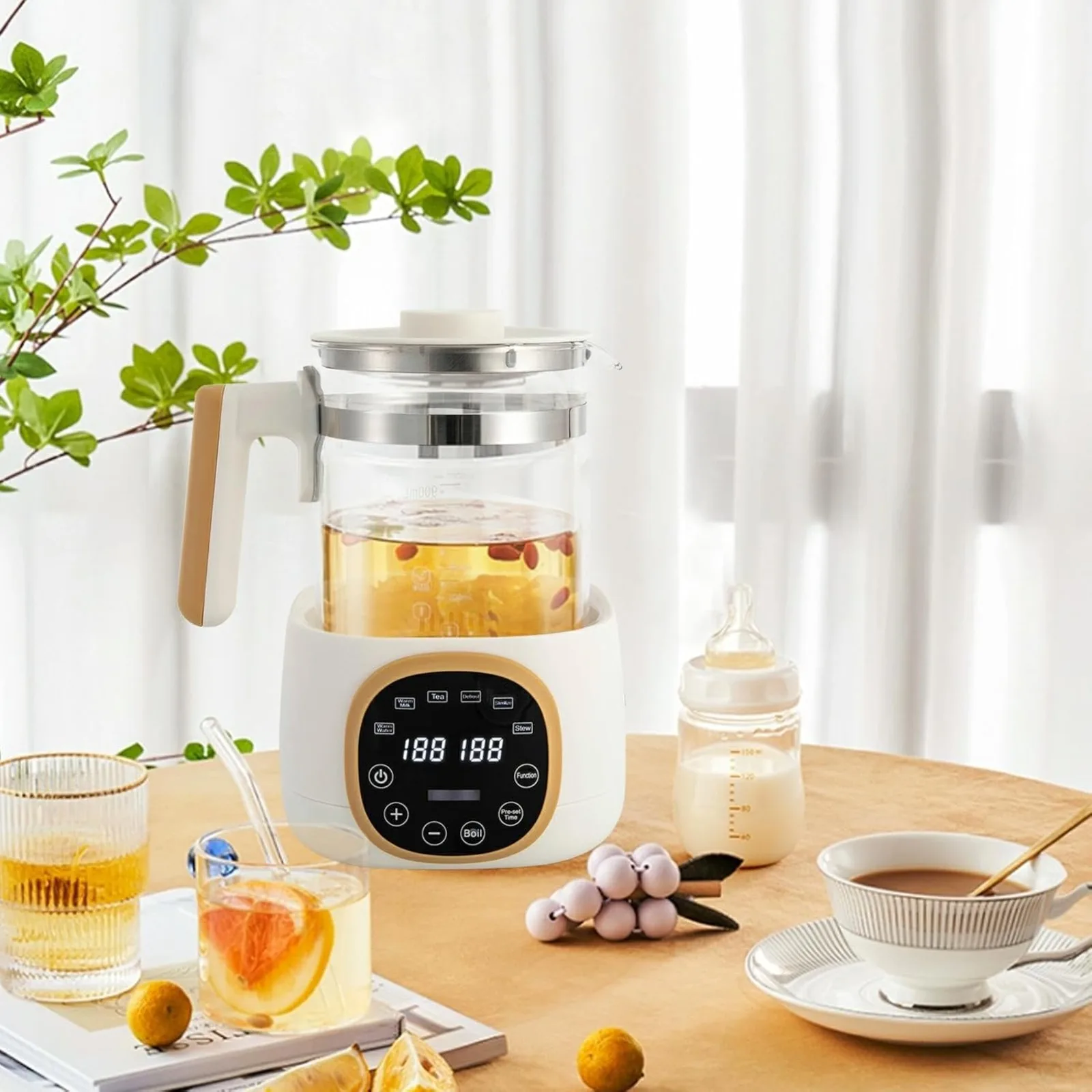 Baby Bottle Warmer with LED Night Light & Temp Control, 220V 600W 72h Thermostatic for Breastmilk Baby Food