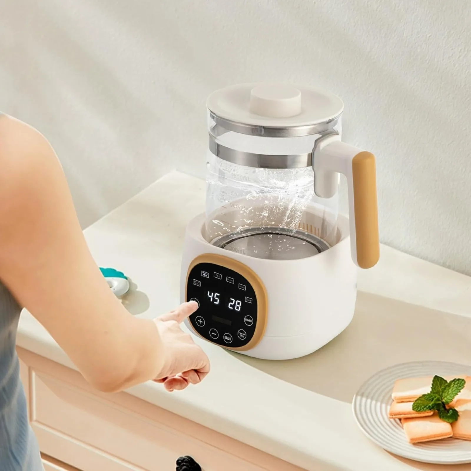 Baby Bottle Warmer with LED Night Light & Temp Control, 220V 600W 72h Thermostatic for Breastmilk Baby Food