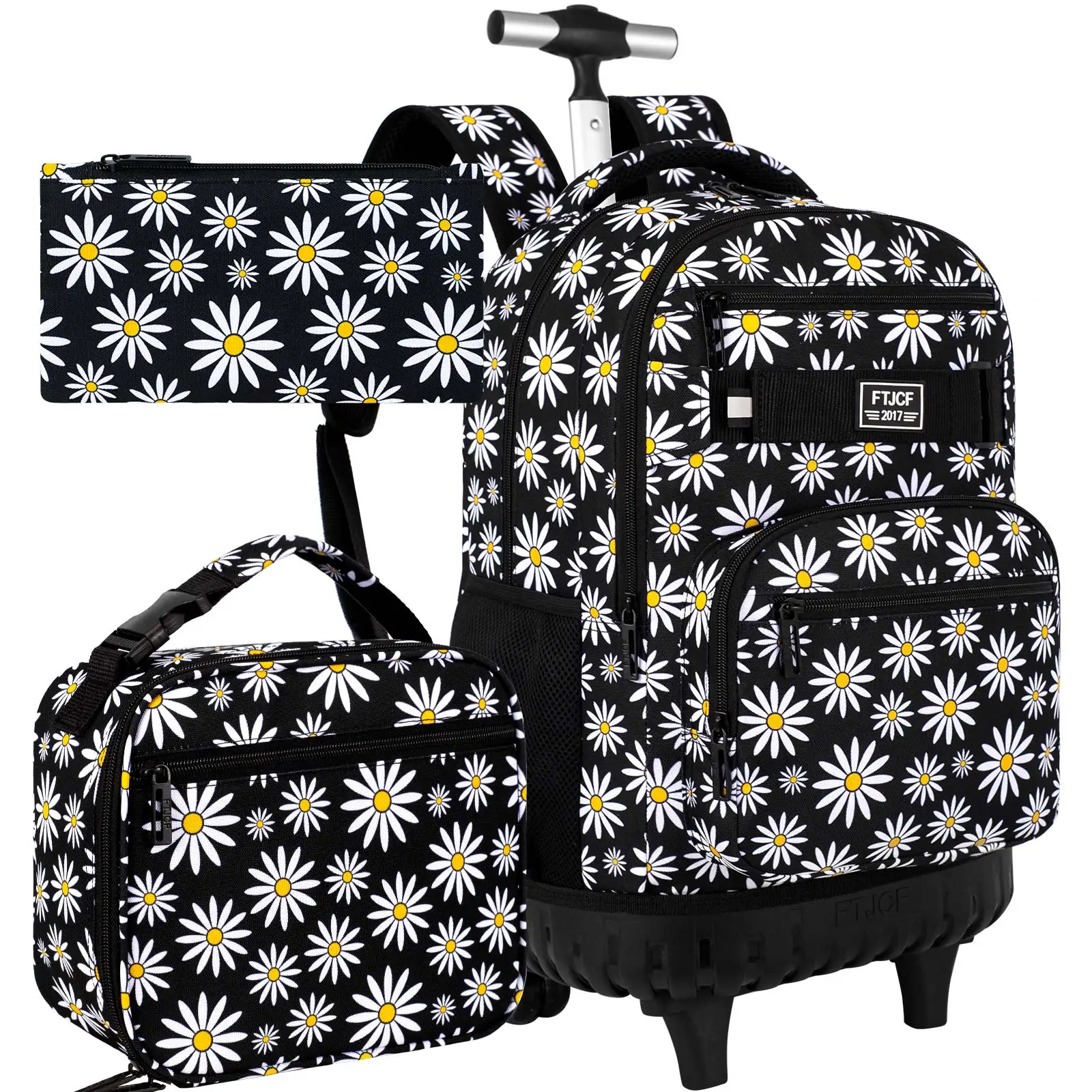 Rolling Backpack for Womens and Mens, Adults Wheeled Bookbag with Lunch Box for Girls and Boys.