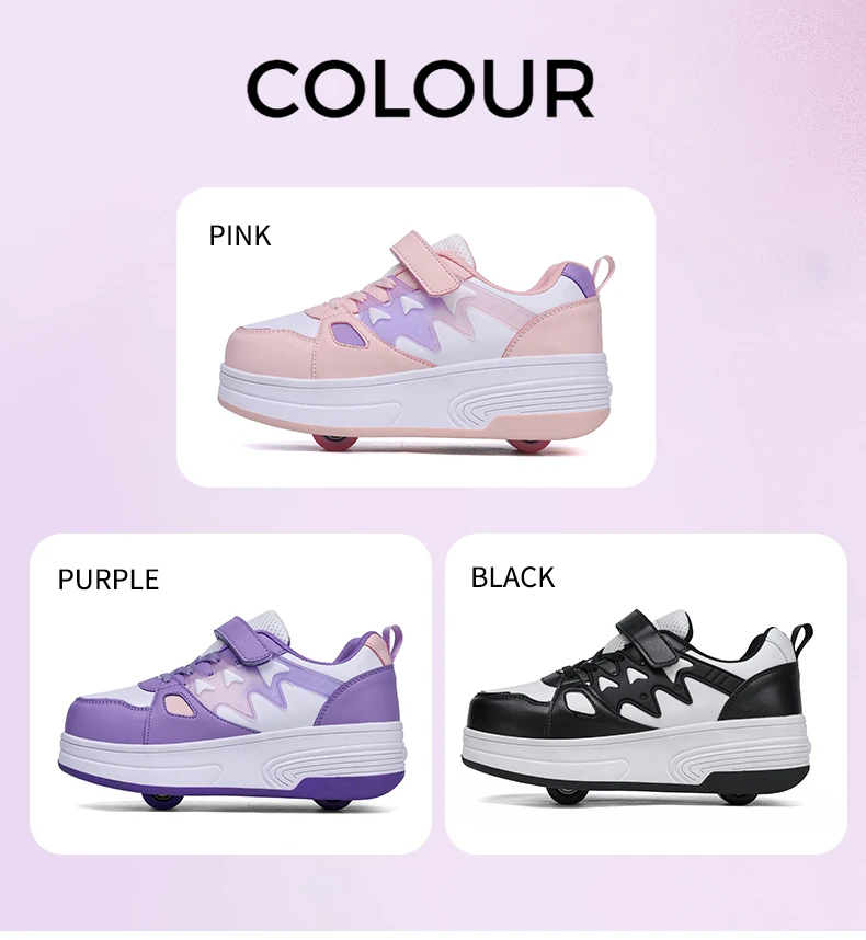Childrens Roller Skates Shoes Sport Sneakers Breathable Parkour Two Wheel Detachable Sliding Style Sports Boys Girls Kids Shoes