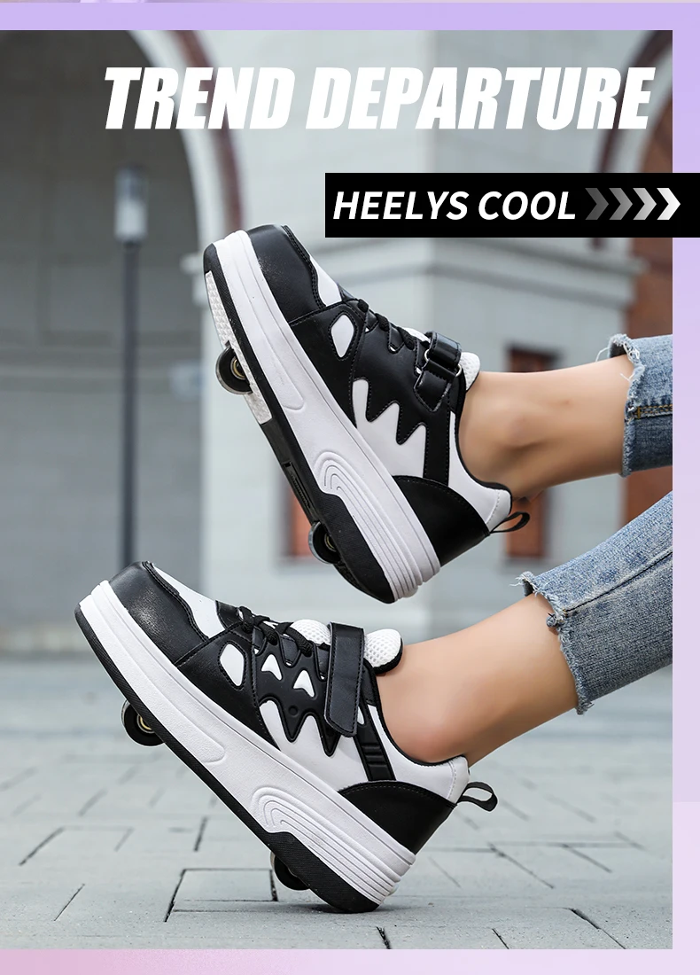 Childrens Roller Skates Shoes Sport Sneakers Breathable Parkour Two Wheel Detachable Sliding Style Sports Boys Girls Kids Shoes