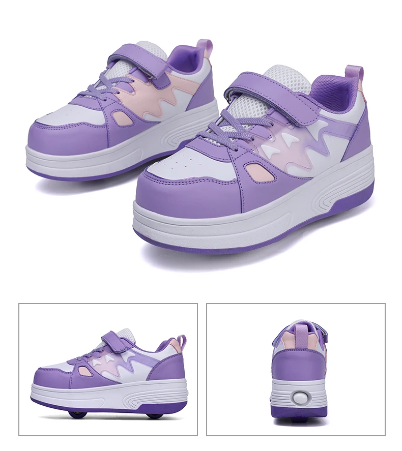 Childrens Roller Skates Shoes Sport Sneakers Breathable Parkour Two Wheel Detachable Sliding Style Sports Boys Girls Kids Shoes