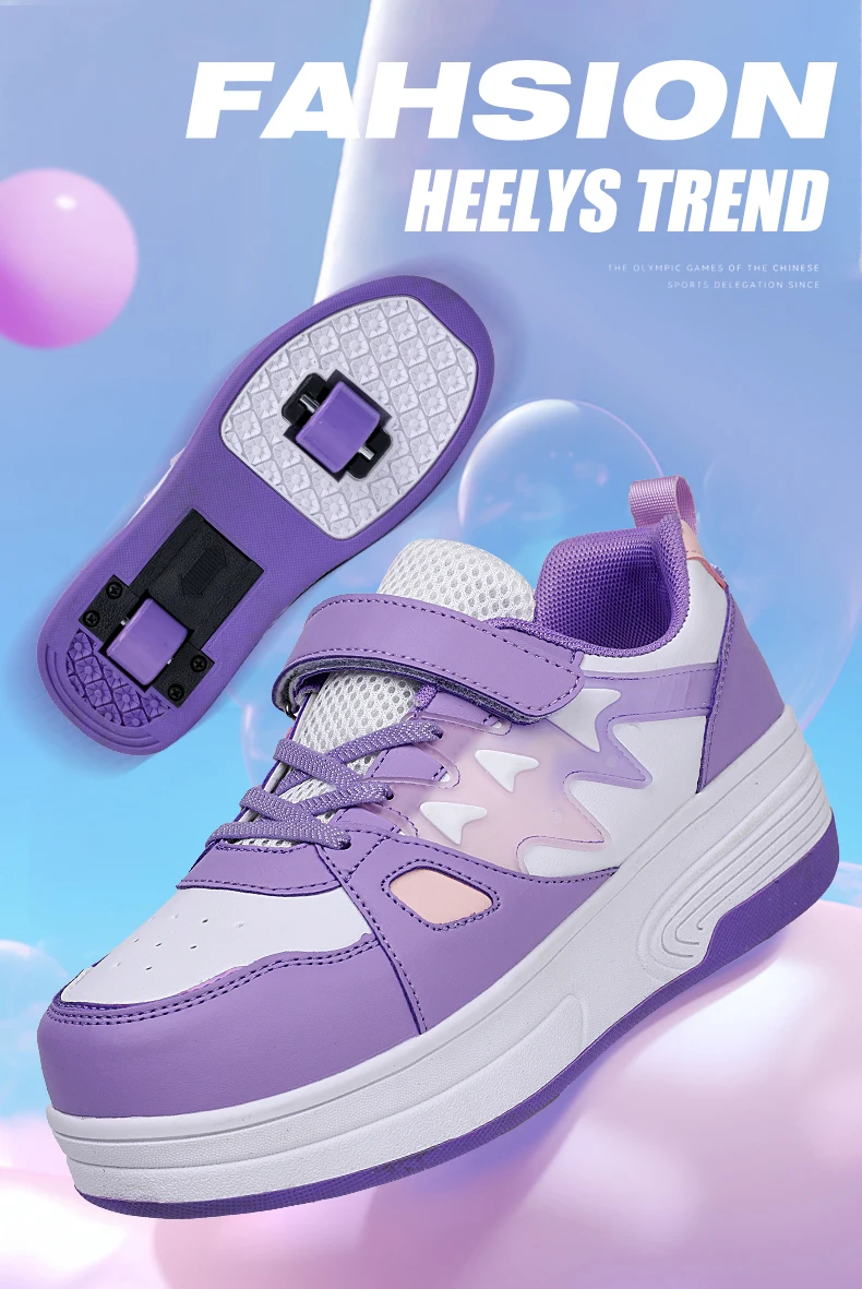 Childrens Roller Skates Shoes Sport Sneakers Breathable Parkour Two Wheel Detachable Sliding Style Sports Boys Girls Kids Shoes