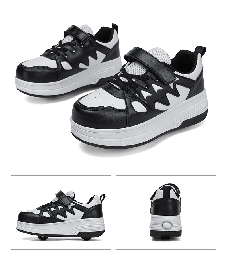 Childrens Roller Skates Shoes Sport Sneakers Breathable Parkour Two Wheel Detachable Sliding Style Sports Boys Girls Kids Shoes