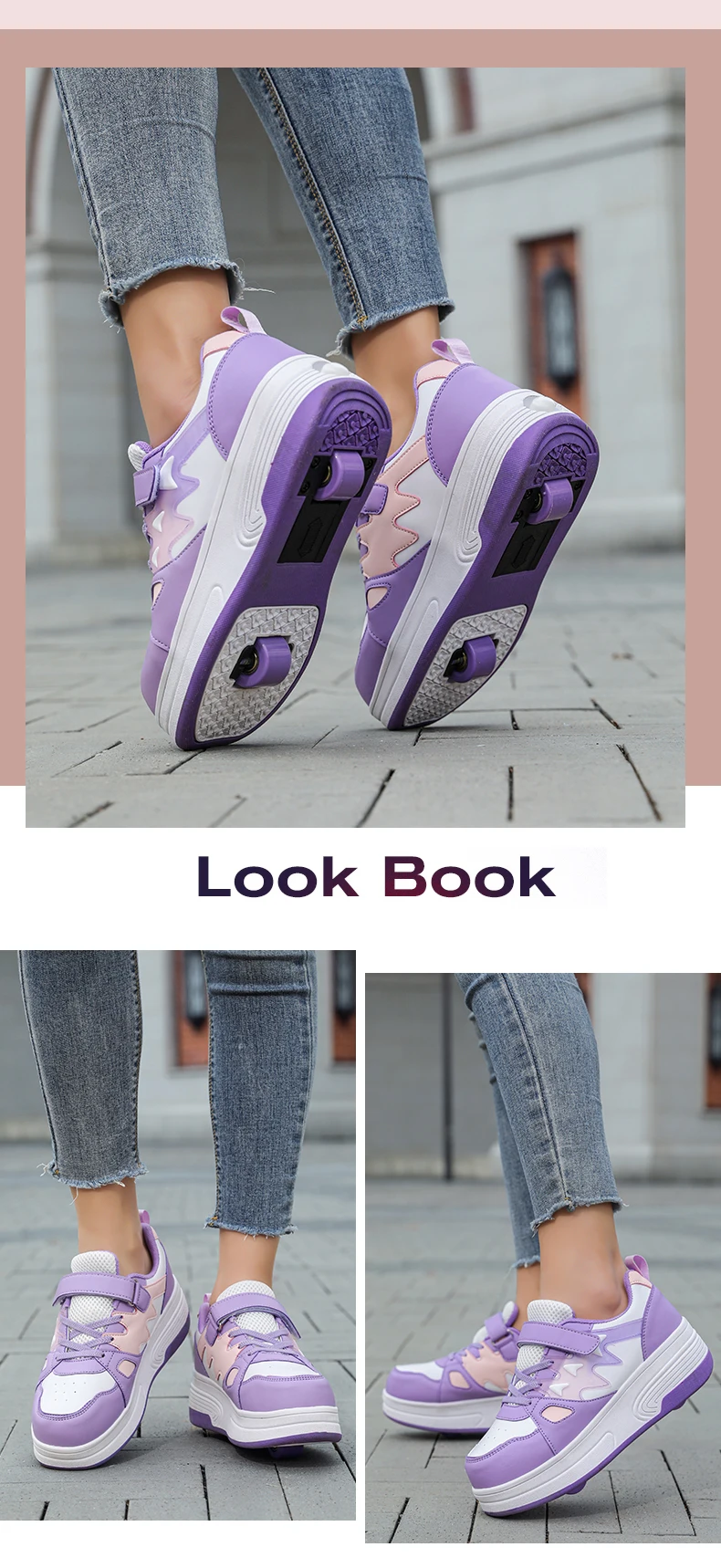 Childrens Roller Skates Shoes Sport Sneakers Breathable Parkour Two Wheel Detachable Sliding Style Sports Boys Girls Kids Shoes