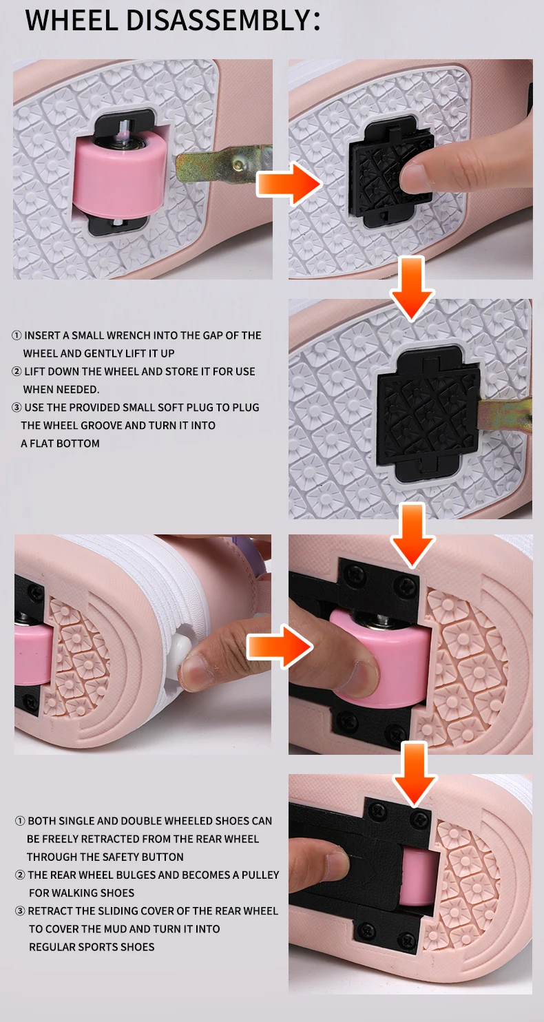 Childrens Roller Skates Shoes Sport Sneakers Breathable Parkour Two Wheel Detachable Sliding Style Sports Boys Girls Kids Shoes