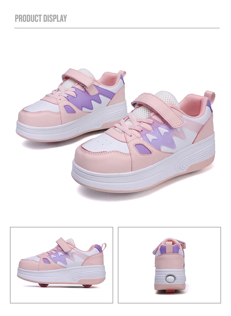 Childrens Roller Skates Shoes Sport Sneakers Breathable Parkour Two Wheel Detachable Sliding Style Sports Boys Girls Kids Shoes