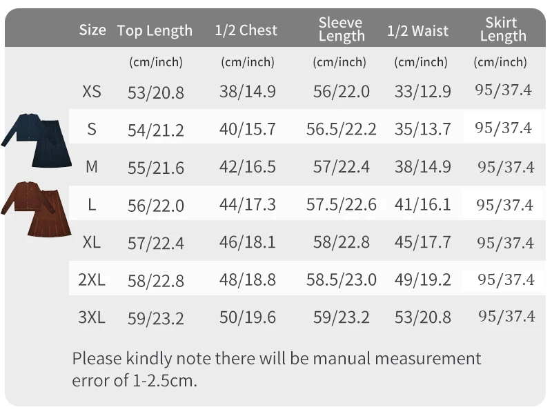 XS-3XL Women Long Sleeve Cardigan and Maxi Skirt Casual Set Knit Outfit Colored Stitches Front Button Placket and Fake Buttons