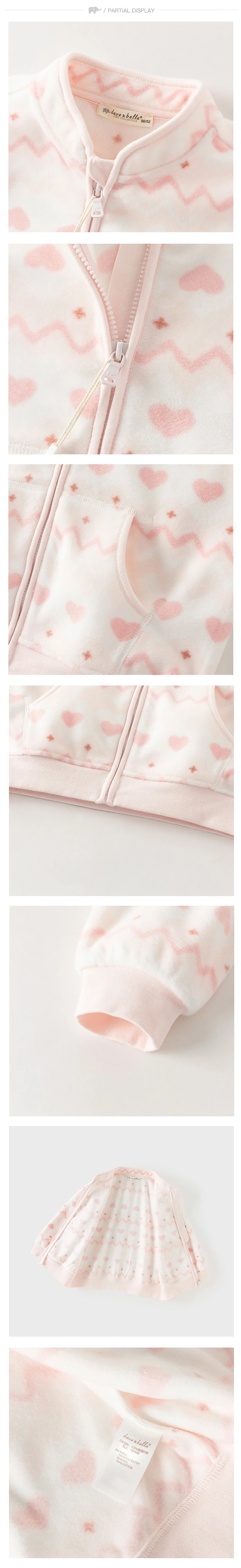 Dave Bella Children Autumn Jacket Girls Polar Fleece Topcoat Boys Long Sleeve Outerwear Kids Clothing Casual Cute Print DB396-JJ