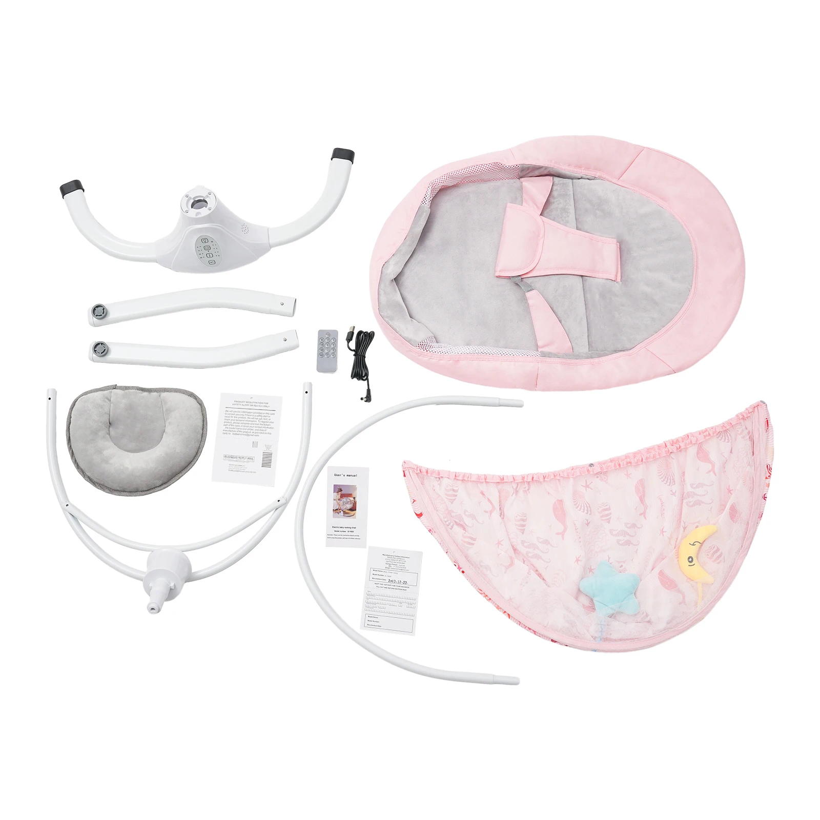 Electric Baby Rocking Chair, Bluetooth Infant Rocker Seat, 12 Built-in Music, Remote Control Skin-Friendly Soft Baby Rocking Seat