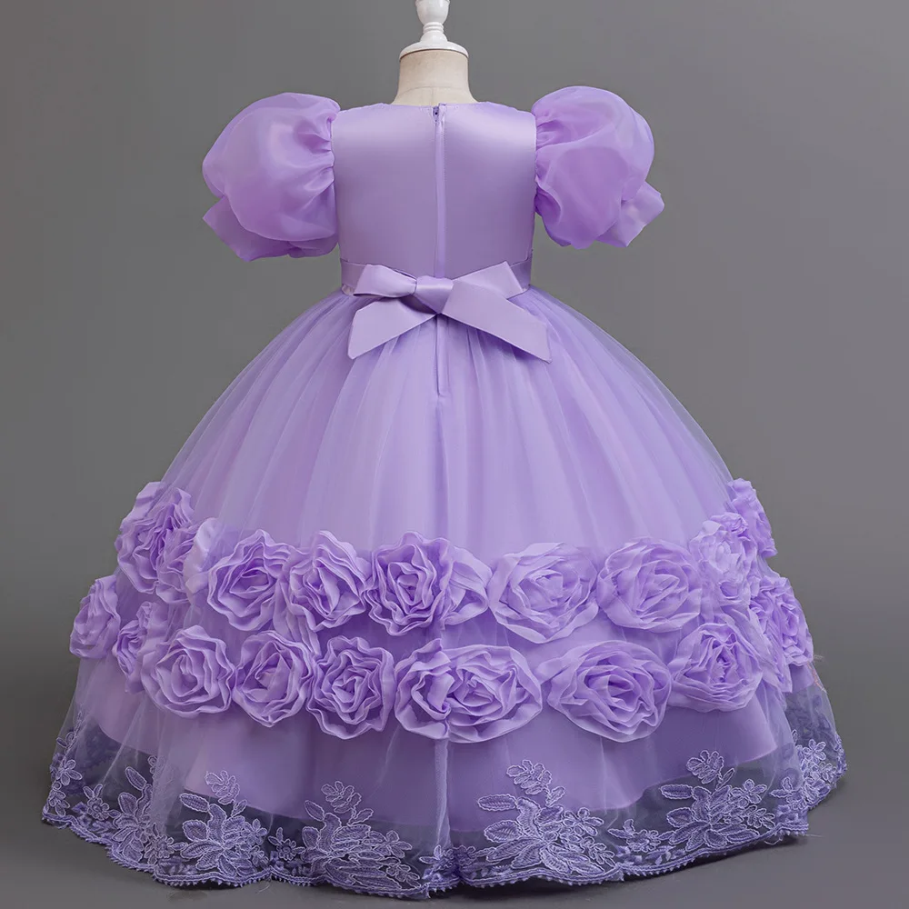 Flower Girl Party Dresses Girls' Long Dress for Wedding Gown 4-12 Years Sequins