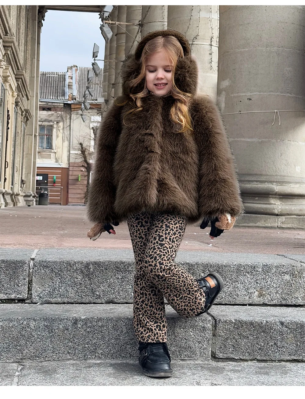 2026 Childrens Faux Fox Fur Coat Thicken Warm Kids Girls Winter Fur Jacket Trendy Toddler Little Girl Outerwears Baby Girls Fur