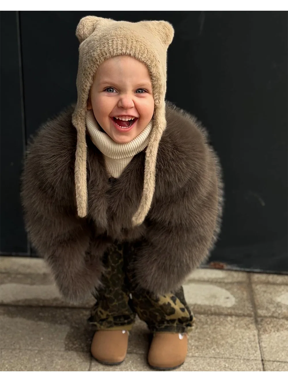 2026 Childrens Faux Fox Fur Coat Thicken Warm Kids Girls Winter Fur Jacket Trendy Toddler Little Girl Outerwears Baby Girls Fur