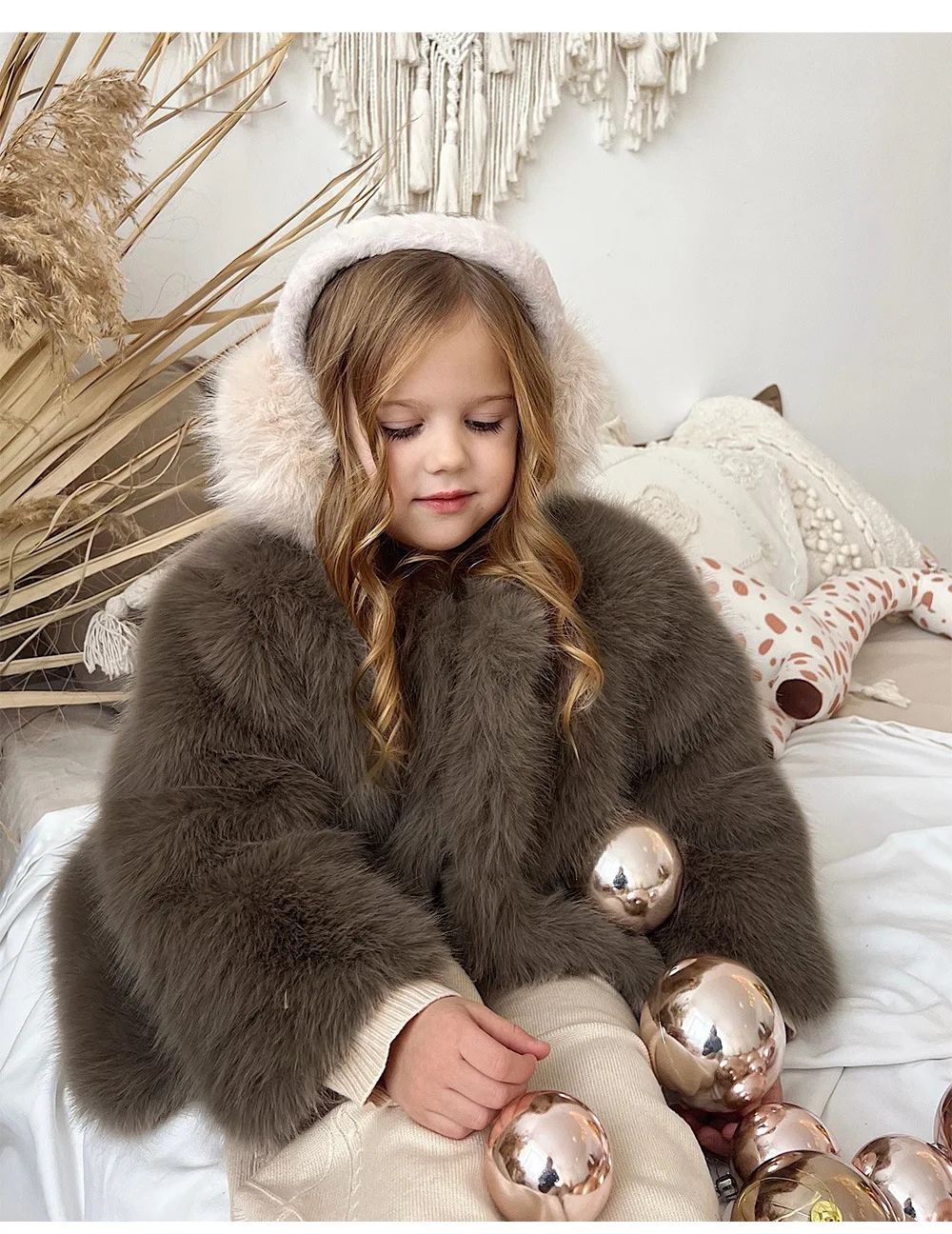 2026 Childrens Faux Fox Fur Coat Thicken Warm Kids Girls Winter Fur Jacket Trendy Toddler Little Girl Outerwears Baby Girls Fur