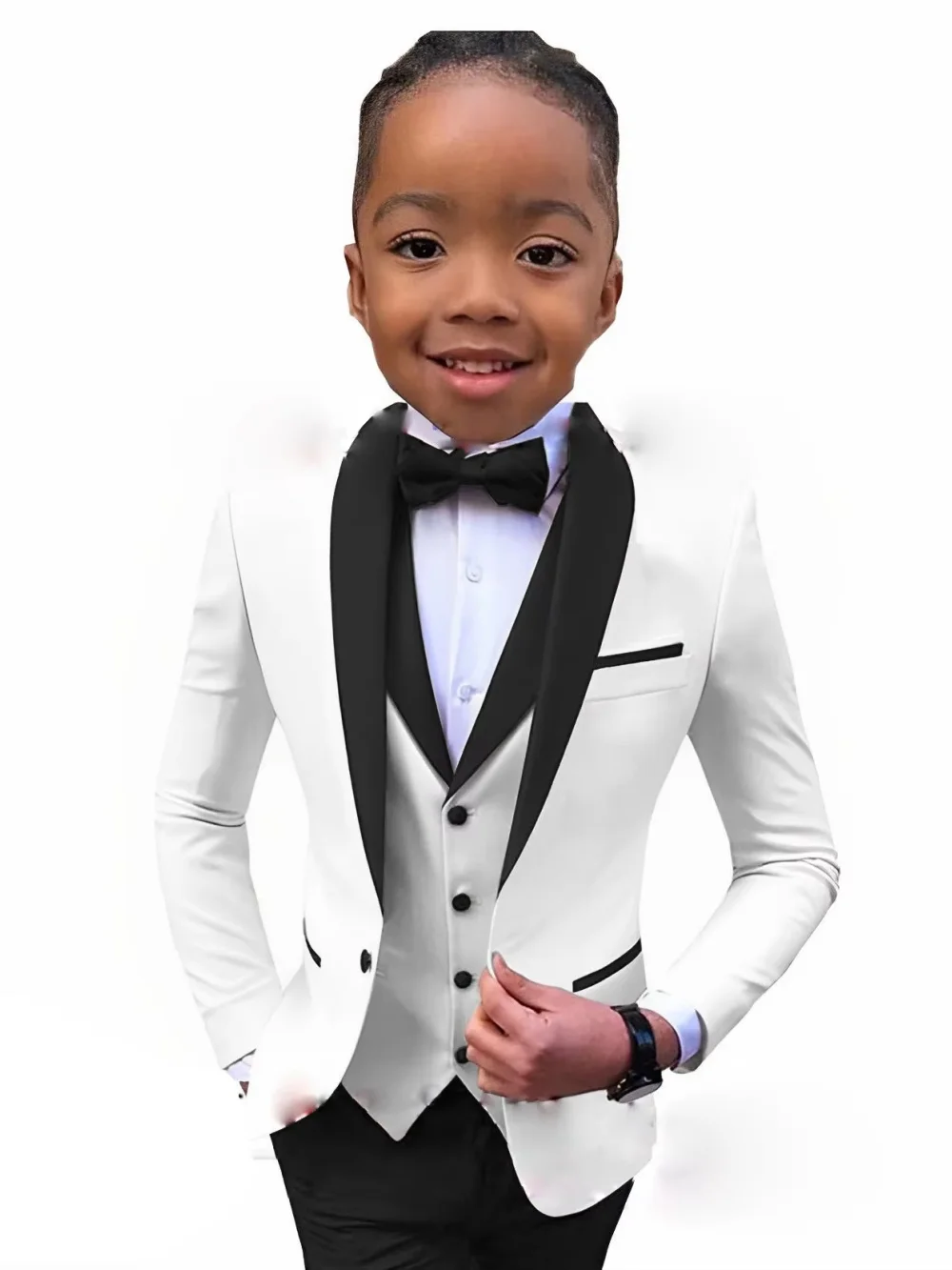 Txjojn New Boys Formal Suit Set 3 Pieces Piano Performance Wear Classy Shawl Lapel Kids Regular Fit Suits Wedding Guest Clothes