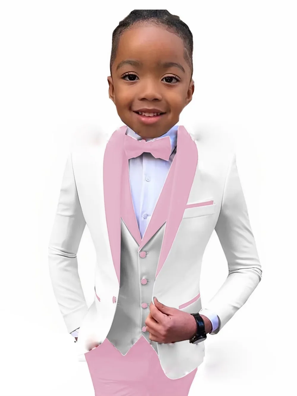 Txjojn New Boys Formal Suit Set 3 Pieces Piano Performance Wear Classy Shawl Lapel Kids Regular Fit Suits Wedding Guest Clothes