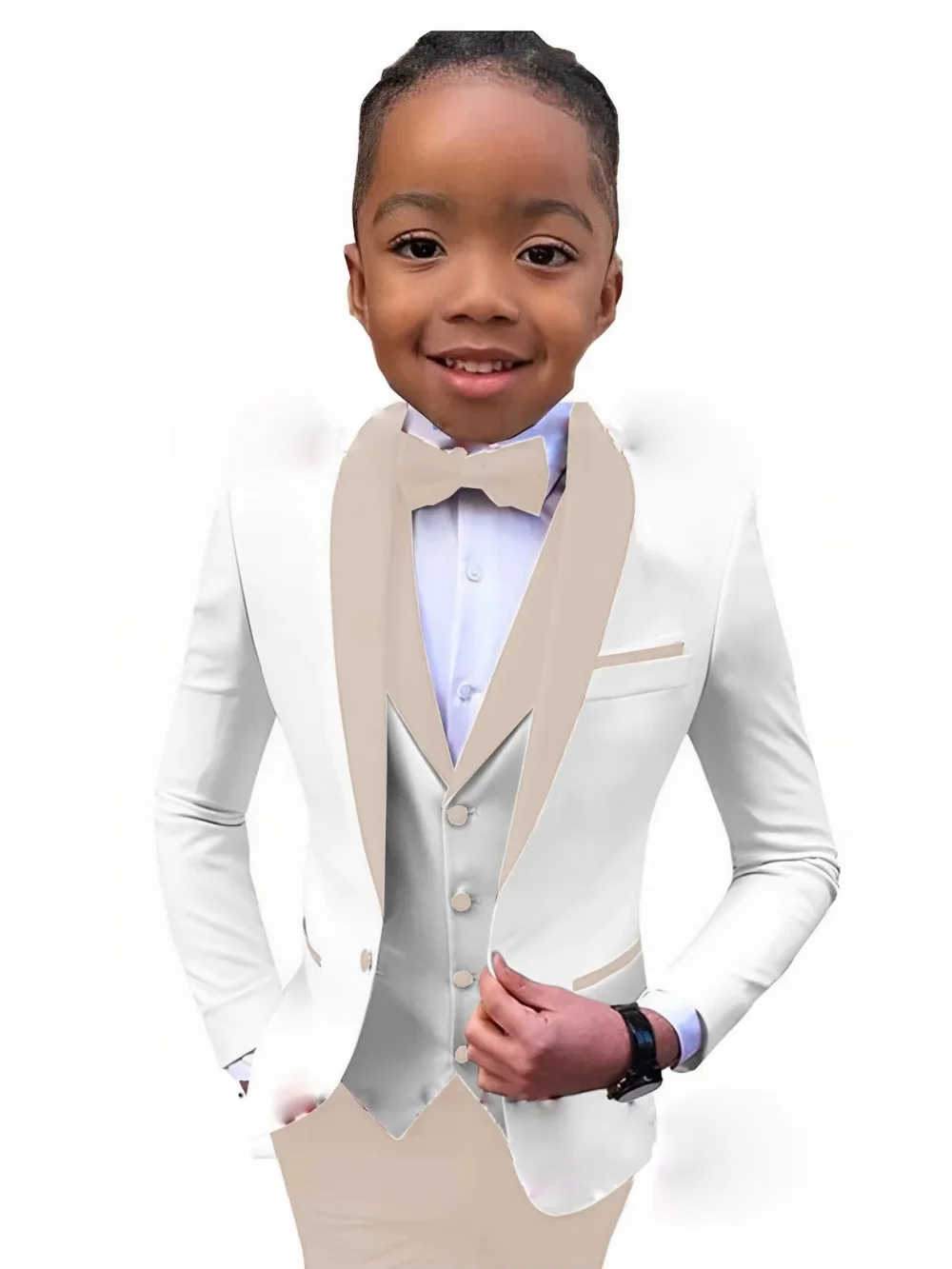 Txjojn New Boys Formal Suit Set 3 Pieces Piano Performance Wear Classy Shawl Lapel Kids Regular Fit Suits Wedding Guest Clothes