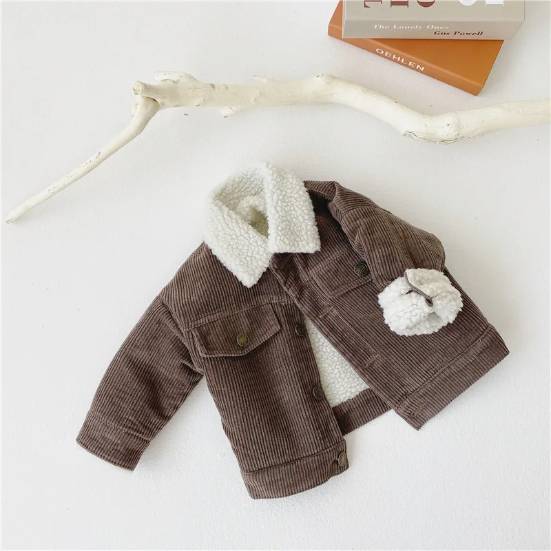 Newborn Baby Girl Boy Corduroy Jacket Infant Toddler Child Coat Autumn Spring Winter Warm Thick Kid Outwear Baby Clothes 0-3Y