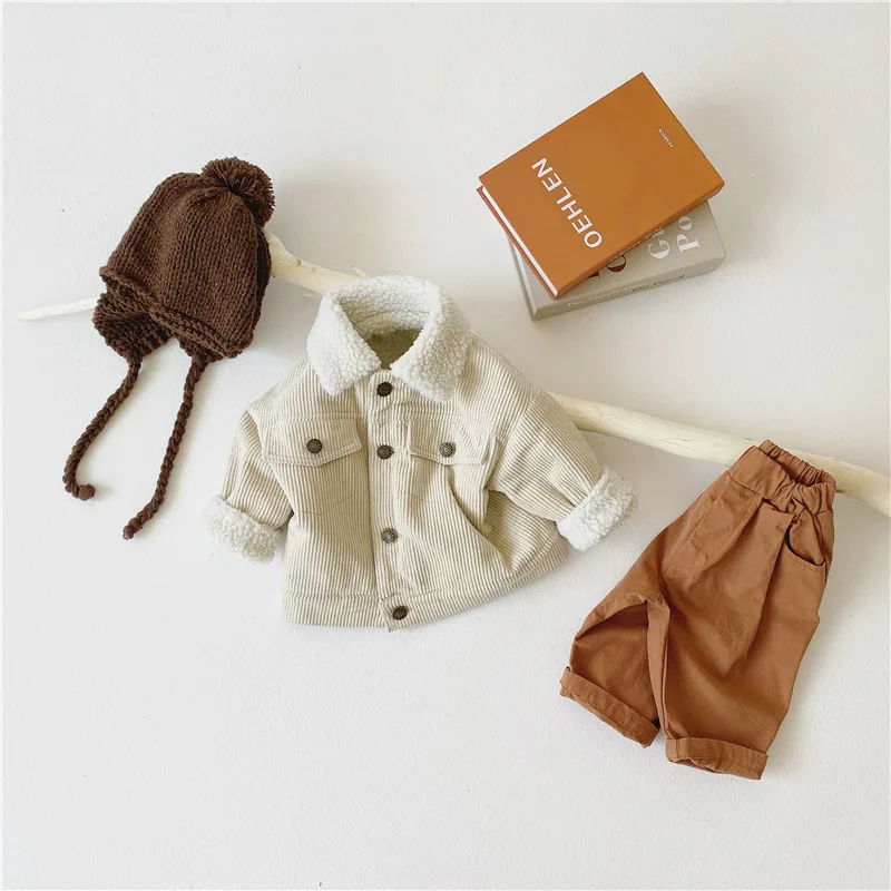 Newborn Baby Girl Boy Corduroy Jacket Infant Toddler Child Coat Autumn Spring Winter Warm Thick Kid Outwear Baby Clothes 0-3Y