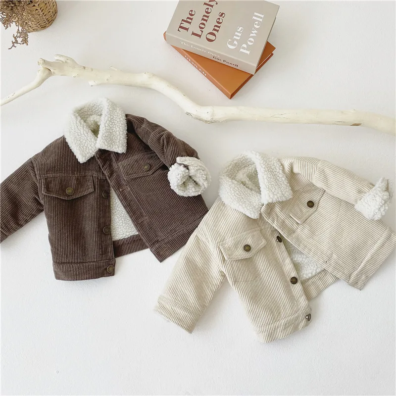 Newborn Baby Girl Boy Corduroy Jacket Infant Toddler Child Coat Autumn Spring Winter Warm Thick Kid Outwear Baby Clothes 0-3Y