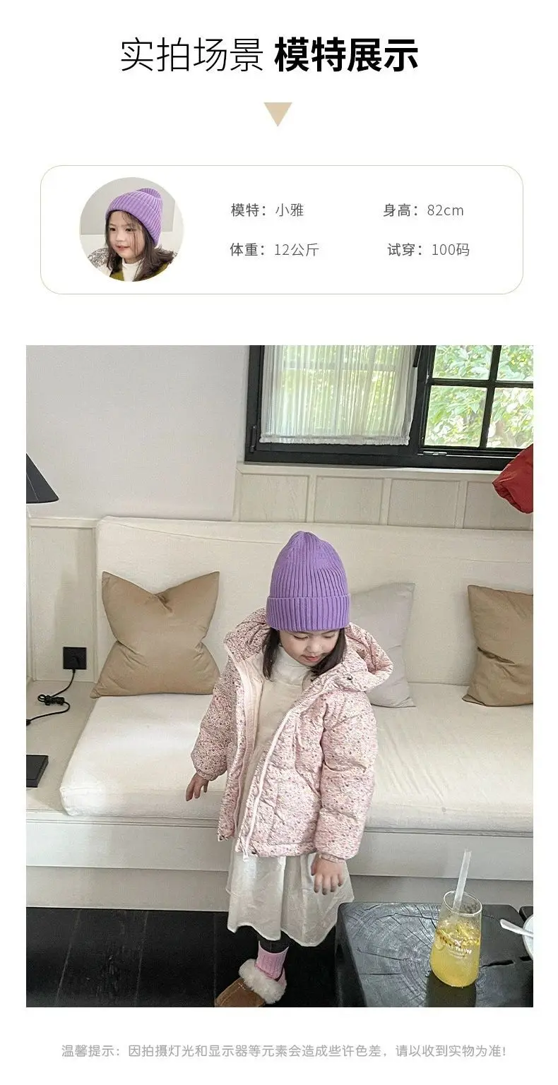 Winter Infant Baby Girl Parka Cotton Padded Floral Printed Toddler Hooded Jacket Thicken Windproof Outerwear for Little Kids