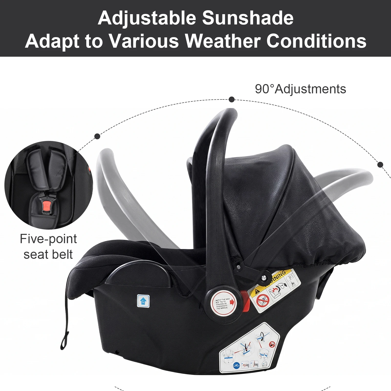 3 in 1 Baby Stroller Eggshell Design with Reversible Seat Adjustable Canopy Aluminum Frame Baby Travel System Baby Pram for Newborn to Toddler with Foldable Shock Absorbing Wheels for City Walks Shopping Trips and Family Travel