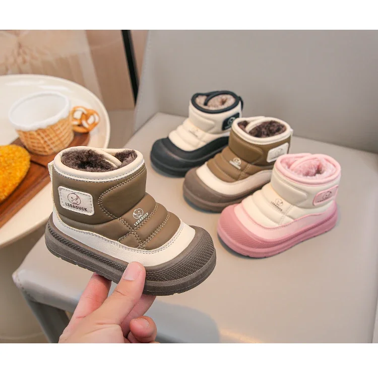 Mumoresip Toddler Snow Boots Non Slip Thick Sole Kids Warm Fleece Ankle Winter Shoes 2026 New Boys Girls Outdoor Casual Footwear