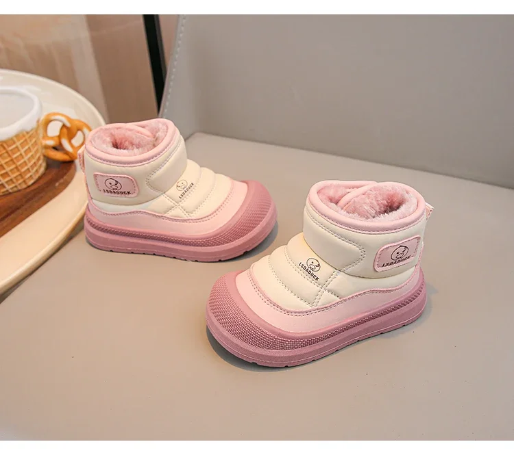 Mumoresip Toddler Snow Boots Non Slip Thick Sole Kids Warm Fleece Ankle Winter Shoes 2026 New Boys Girls Outdoor Casual Footwear