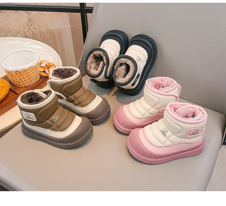 Mumoresip Toddler Snow Boots Non Slip Thick Sole Kids Warm Fleece Ankle Winter Shoes 2026 New Boys Girls Outdoor Casual Footwear