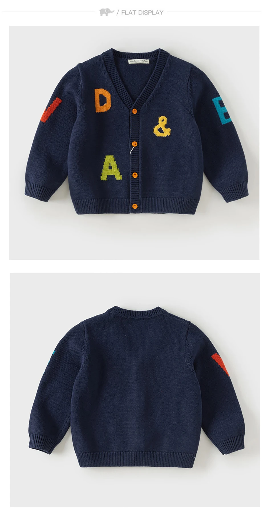 Dave Bella Sweater For Boys Children Autumn Clothing Cardigan Sweater Topcoat Spring Casual Navy Fashion Letter Gentle DB3262895