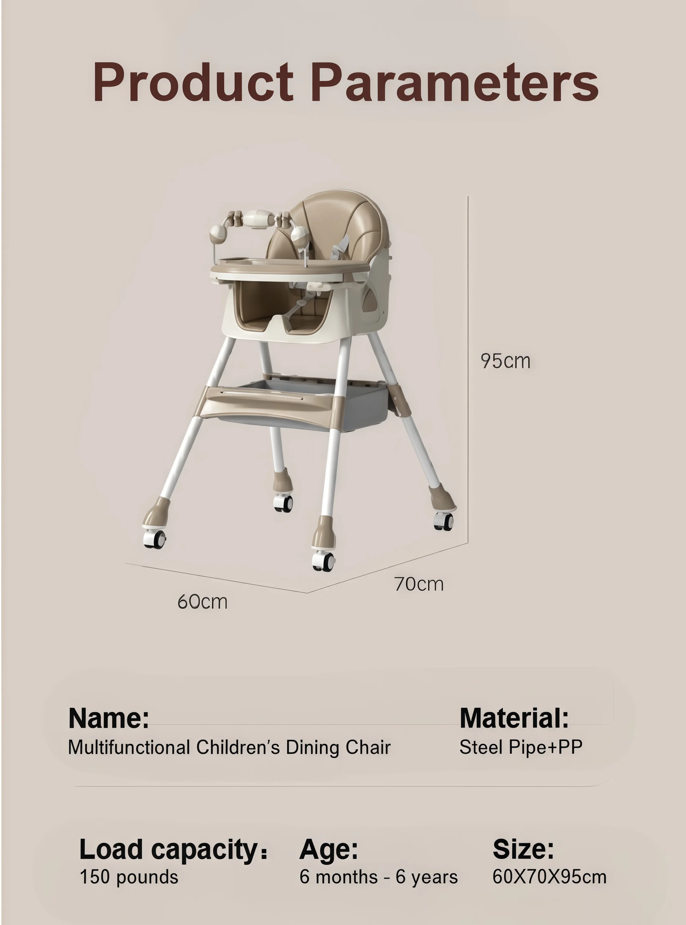 Multi-Stage Baby High Chair, 4-in-1 Infant Feeding Seat with Removable Activity Center, Adjustable Dual Dinner Trays, Toddler Rocking Horse & Scooter Chair, Reinforced Metal Tube Booster Seat with Storage Net & Safety Caster Wheels