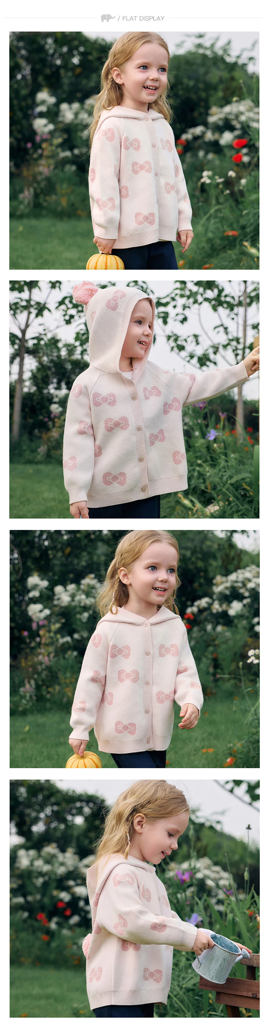 Dave Bella Sweater Autumn Sweater Cardigan Children Clothing Bow Girls Spring Coats Hoodie Casual Elegant Pink Fashion DB3262926