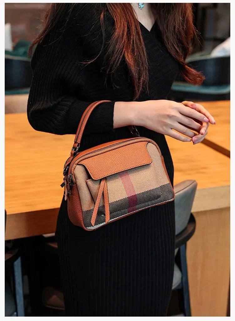 Classic Elegant Leather Crossbody Diaper Bag: Luxury Women's Handbag With Vintage Designer Look And Large Capacity Messenger