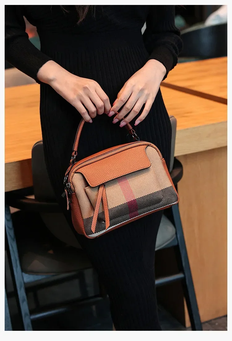 Classic Elegant Leather Crossbody Diaper Bag: Luxury Women's Handbag With Vintage Designer Look And Large Capacity Messenger